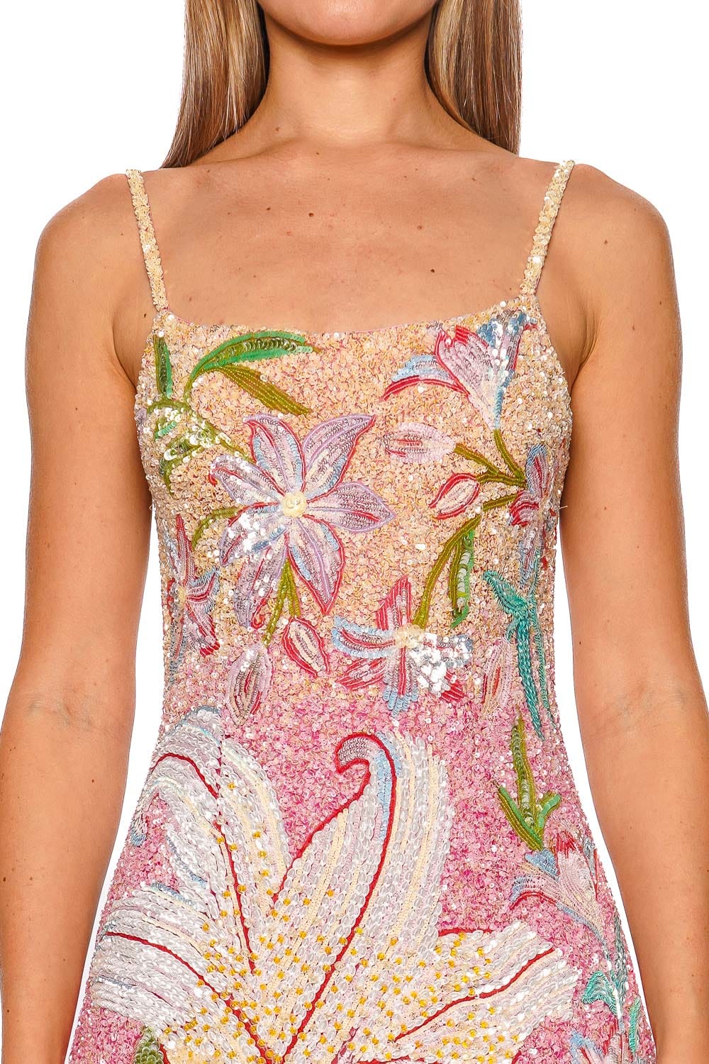 LA FUORI Sunrise Lily Field Embellished Maxi Dress