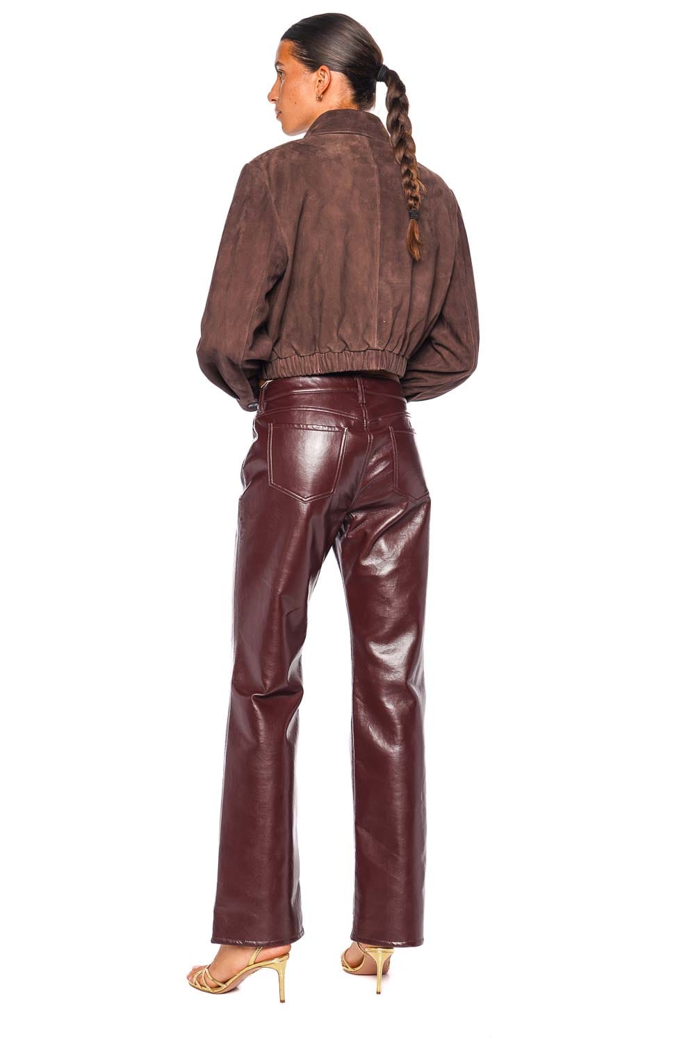 AGOLDE Nahla Root Long Sleeve Cropped Suede Jacket