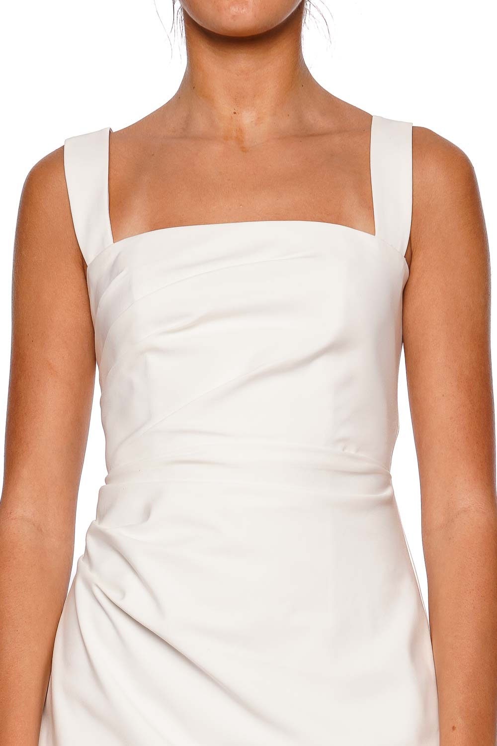 Shona Joy Lani Draped White Mini Dress