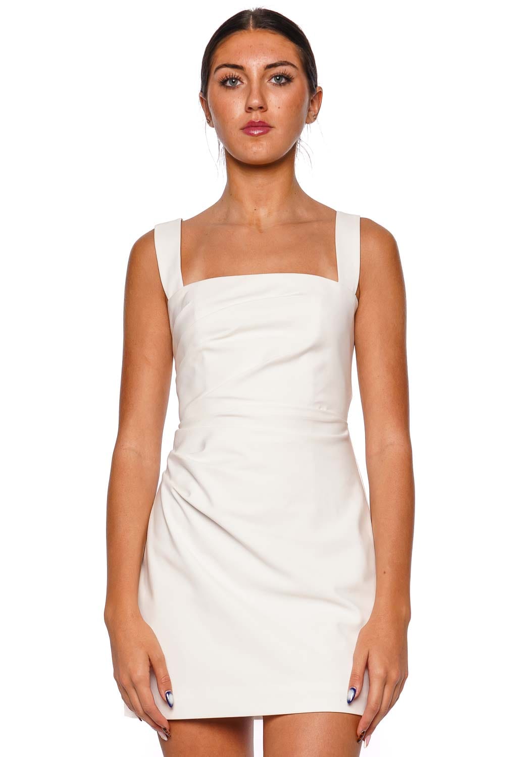 Shona Joy Lani Draped White Mini Dress