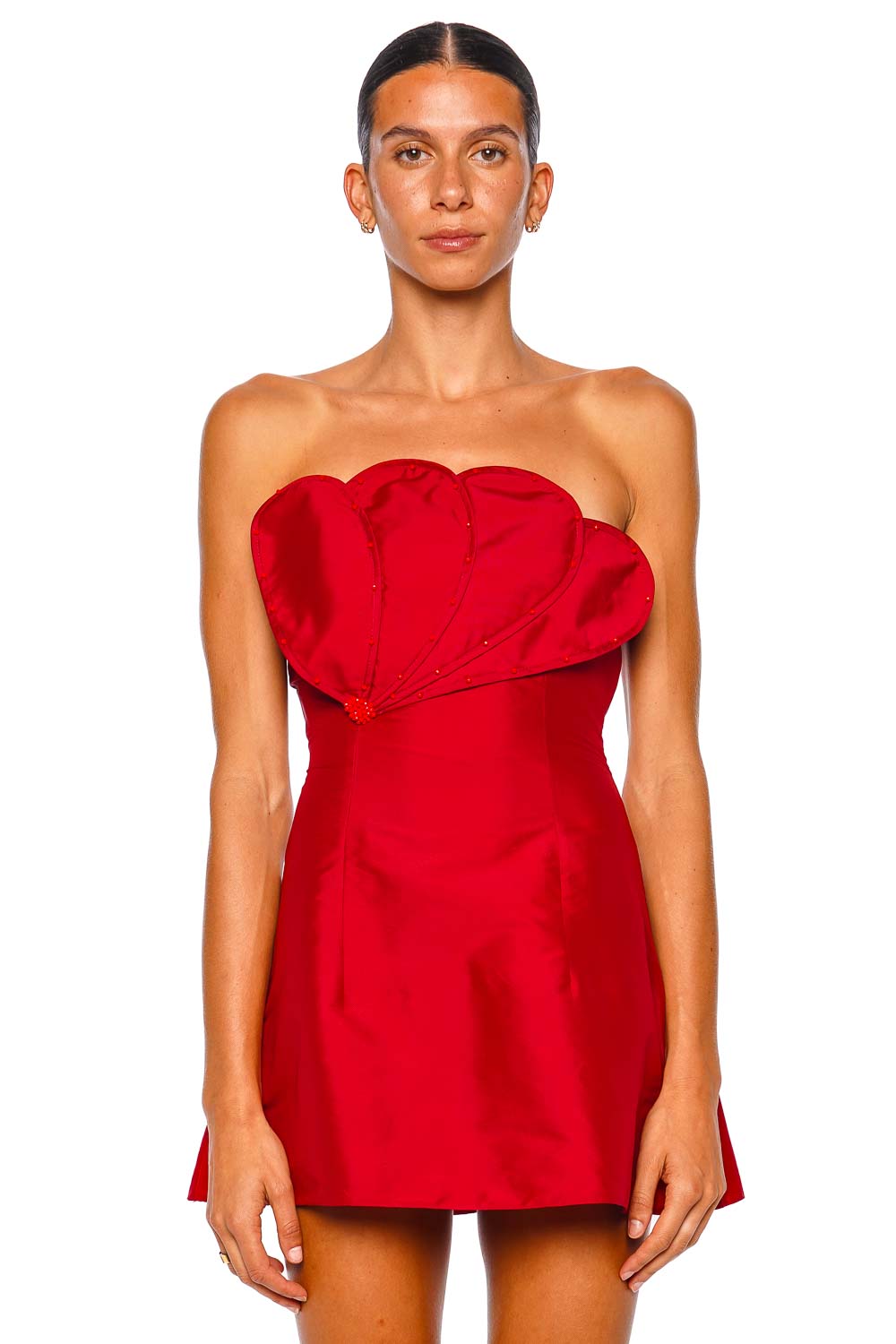 Jackson Scalloped Beaded Strapless Mini Dress