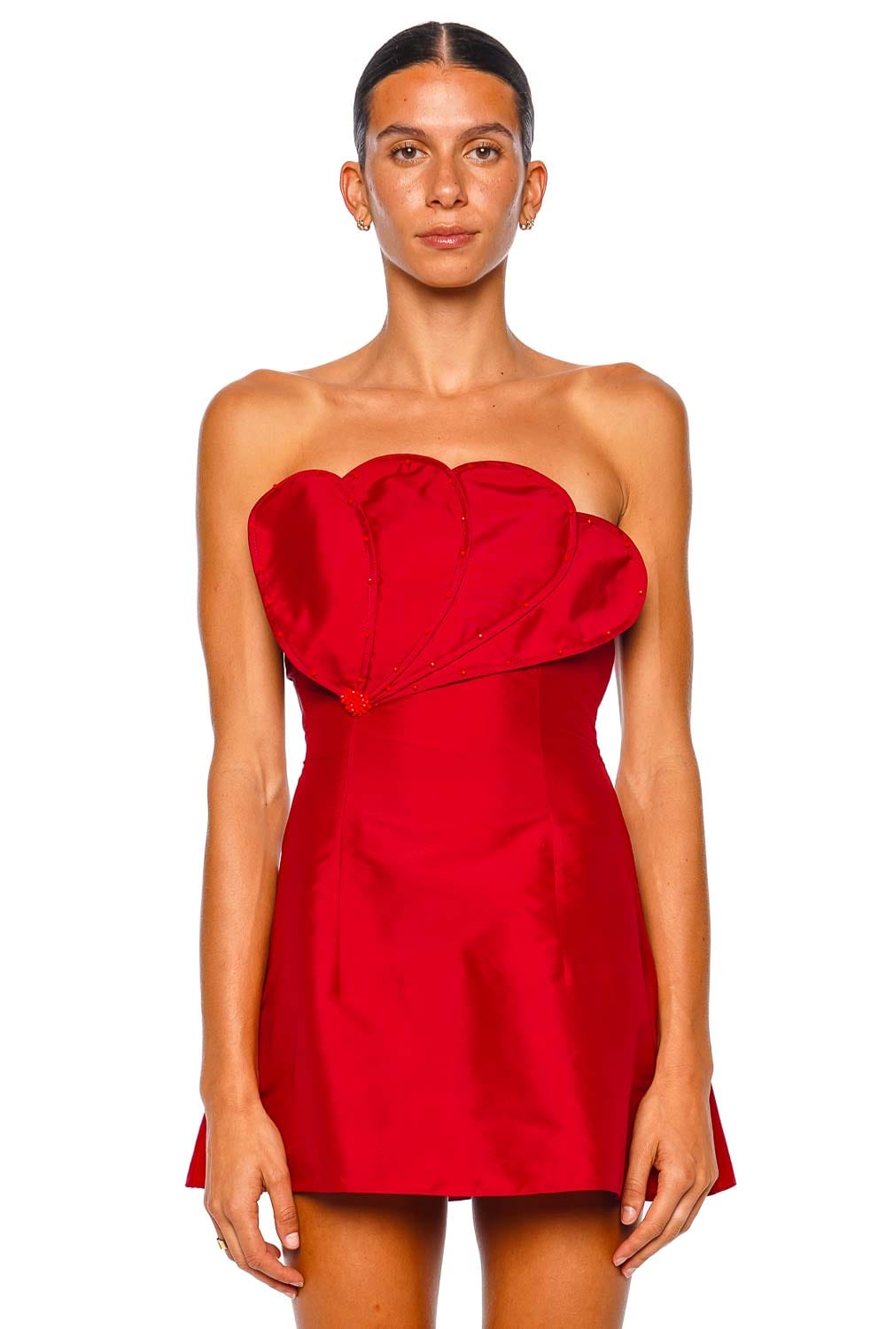 Azulu Jackson Scalloped Beaded Strapless Mini Dress