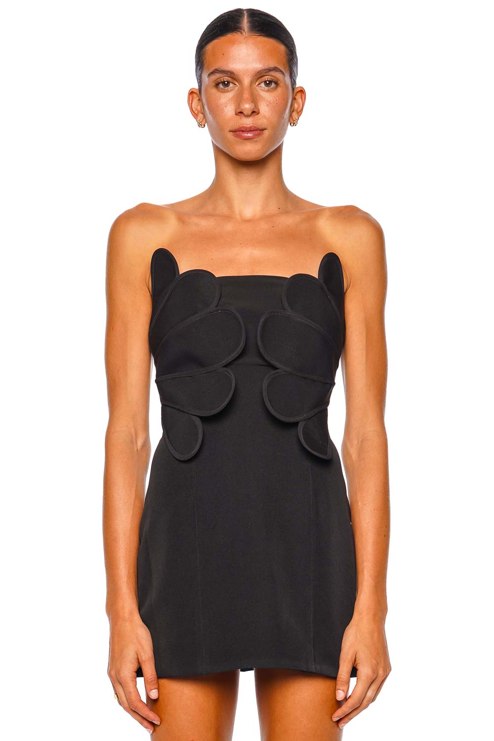 Lana Scallop Paneled Strapless Mini Dress