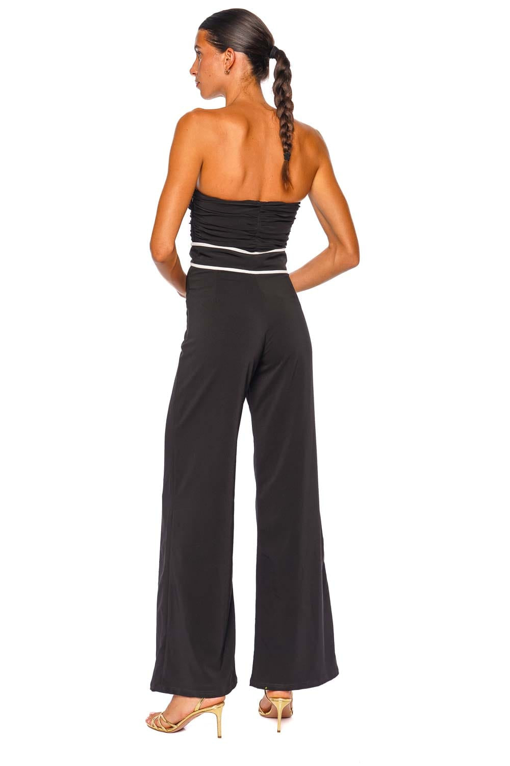 Azulu Andalucia Black Strapless Wide Leg Jumpsuit