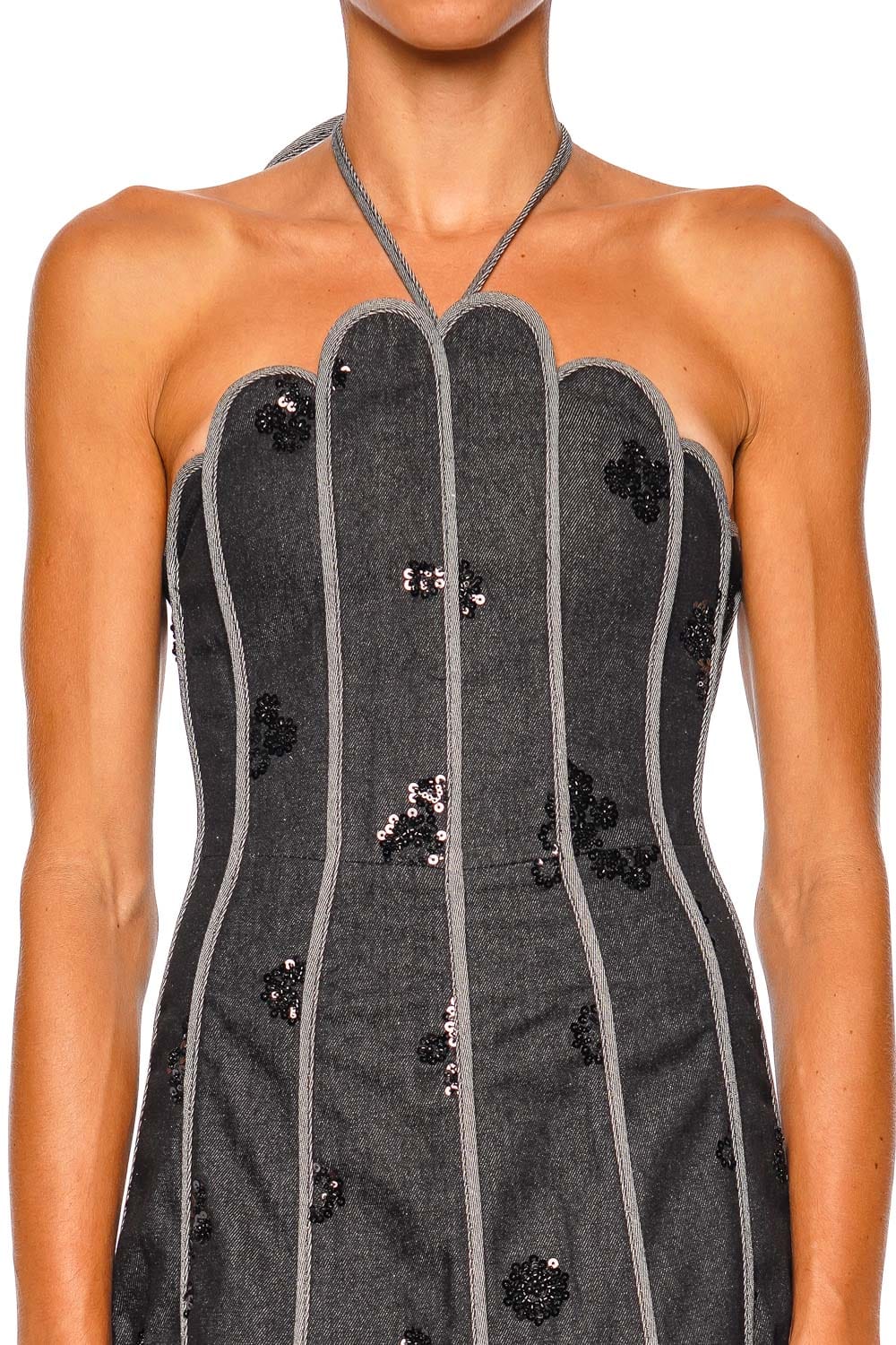 Azulu Lenny Scalloped Sequin Halter Mini Dress