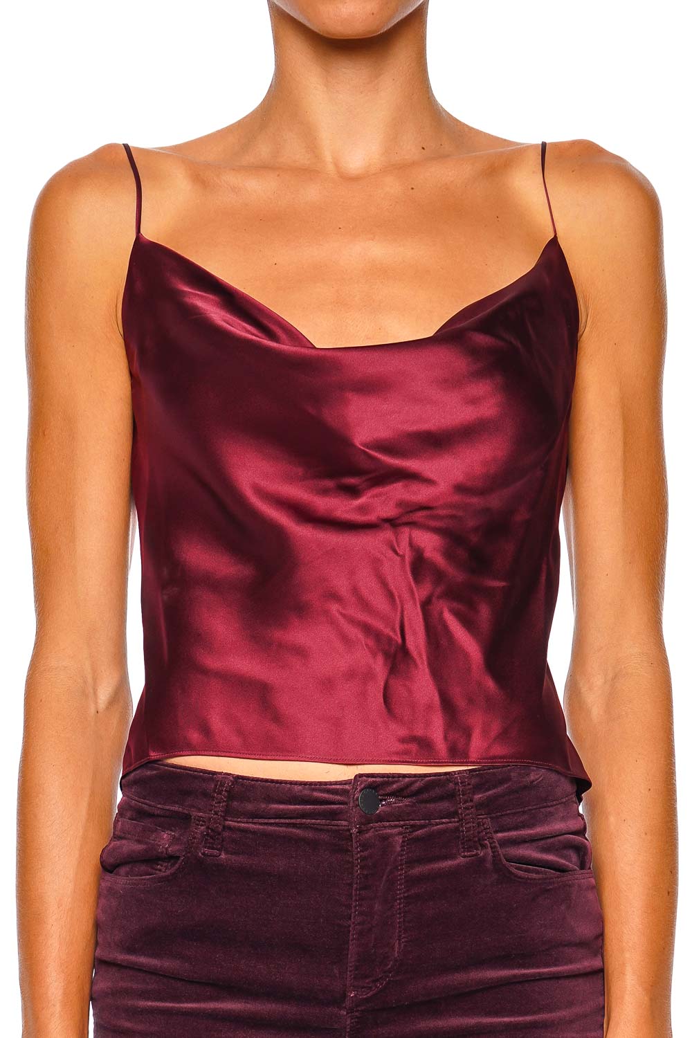 L'AGENCE Calista Merlot Red Cowl Neck Strappy Cami