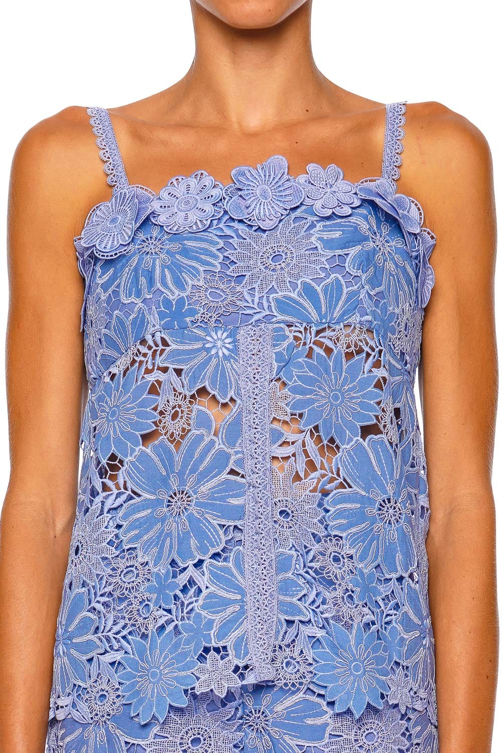 Waimari Lilium Blue Sleeveless Lace Top