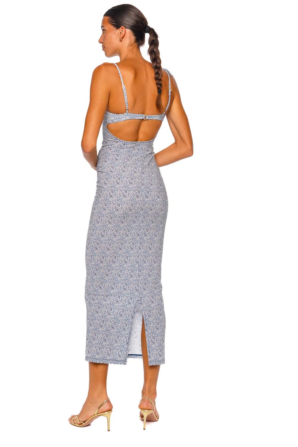 Montce Swim Petal Slip Blue Strappy Midi Dress