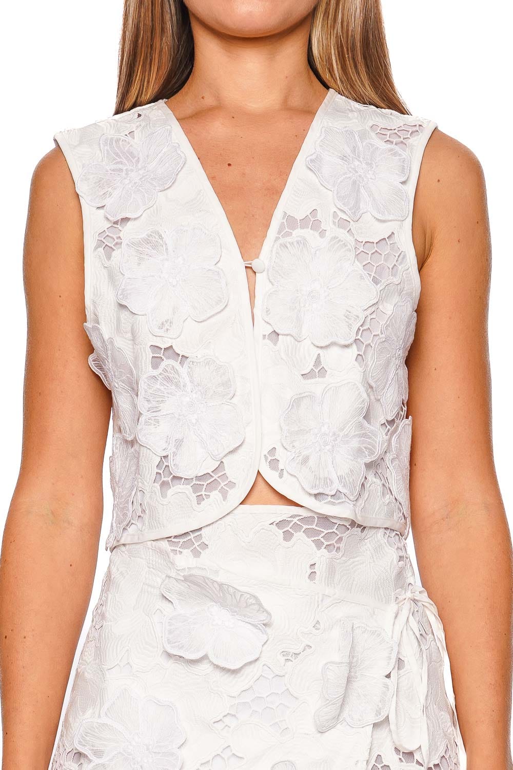 Agua Bendita Mabel Ivy Floral Lace Sleeveless Top