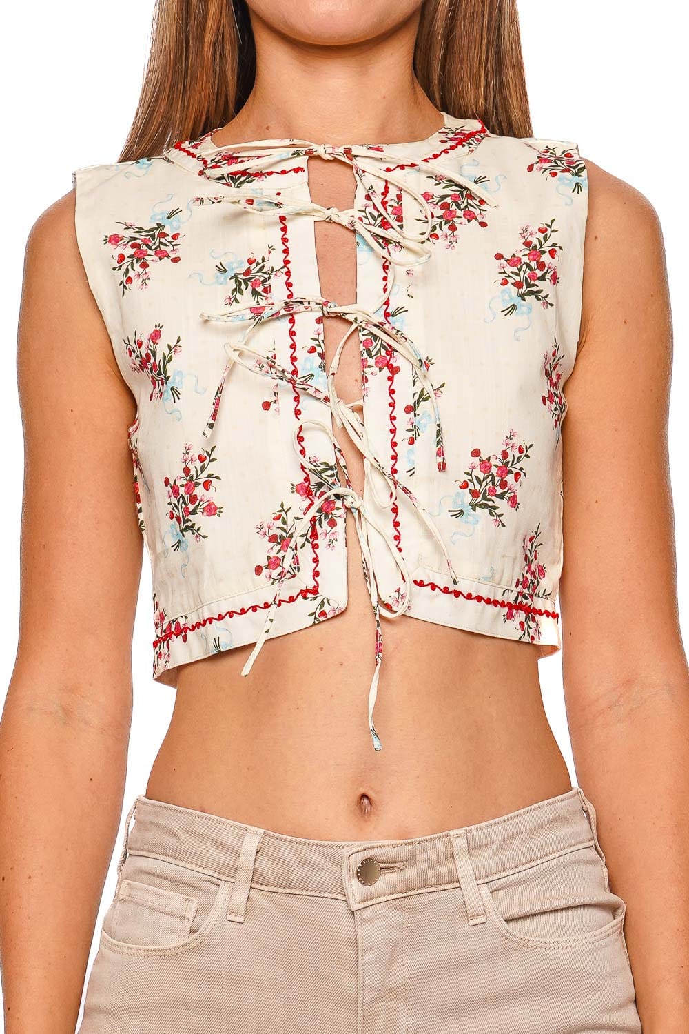 Agua Bendita Madison Cherish Tie Cropped Vest