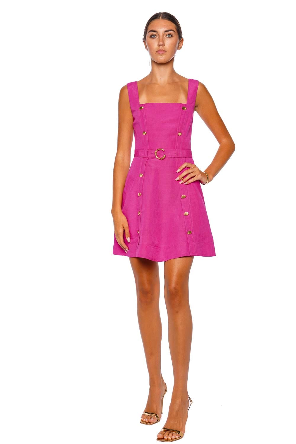 Aje. Prisma Pink Utility Belted Mini Dress