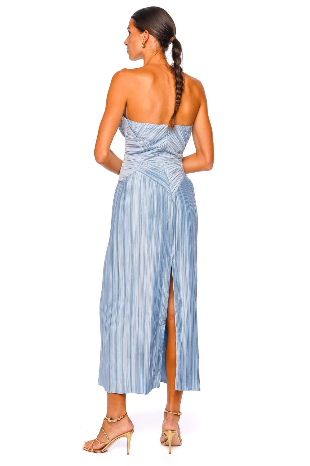 Cult Gaia Ashika Coastal Corset Pleated Gown