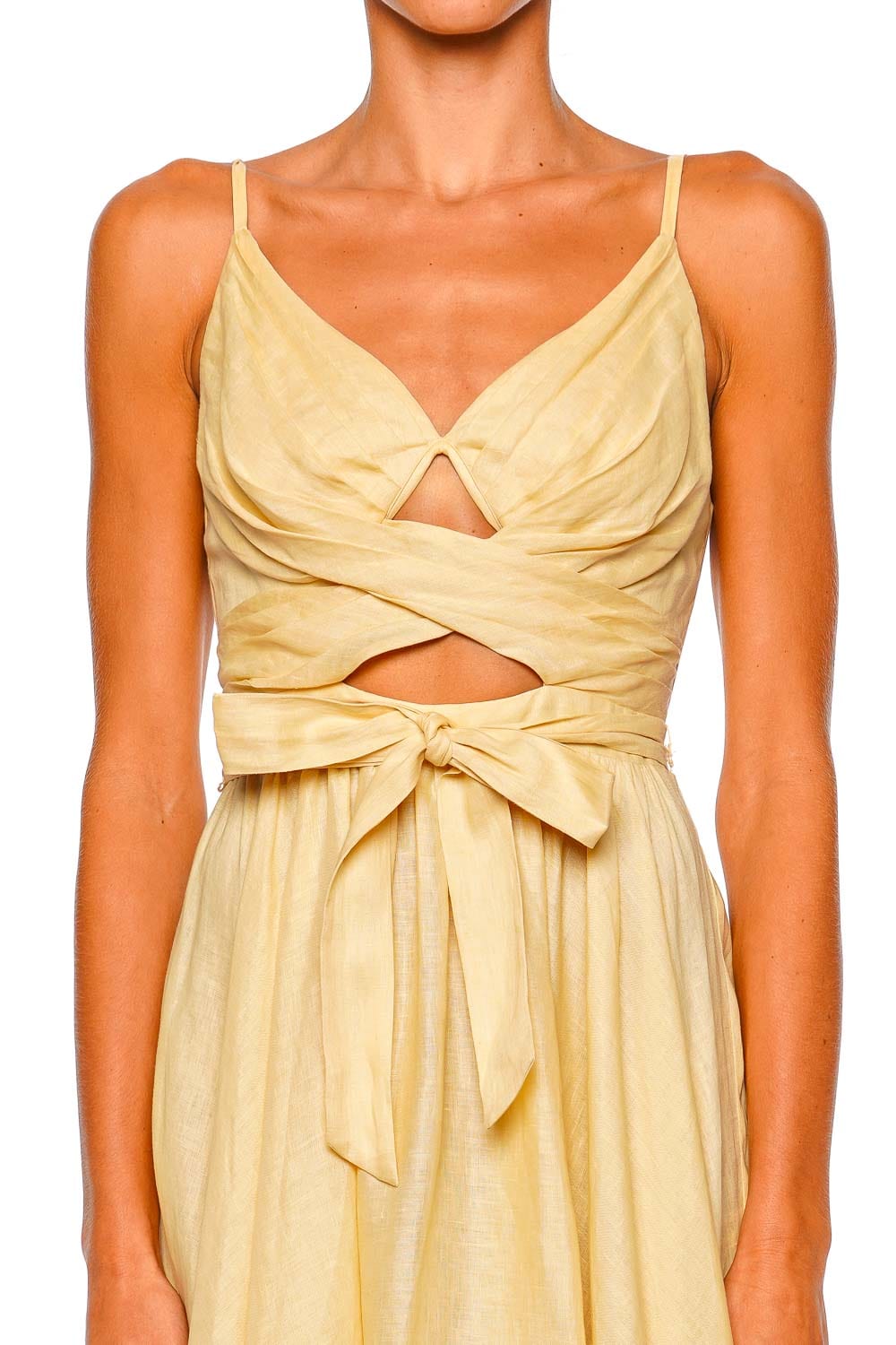 ZIMMERMANN Awaken Lemon Linen Midi Dress