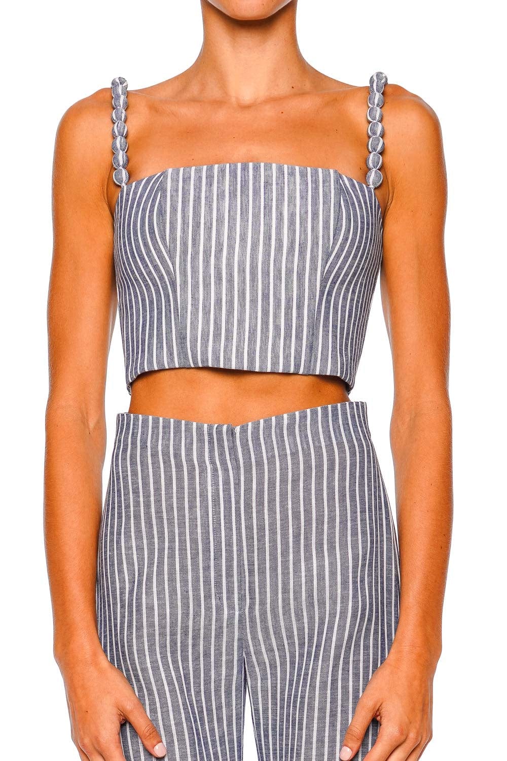 Andres Otalora Esperame Striped Square Neck Crop Top
