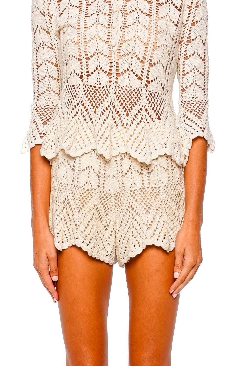 ZIMMERMANN Awaken Cream Lace Crochet Short