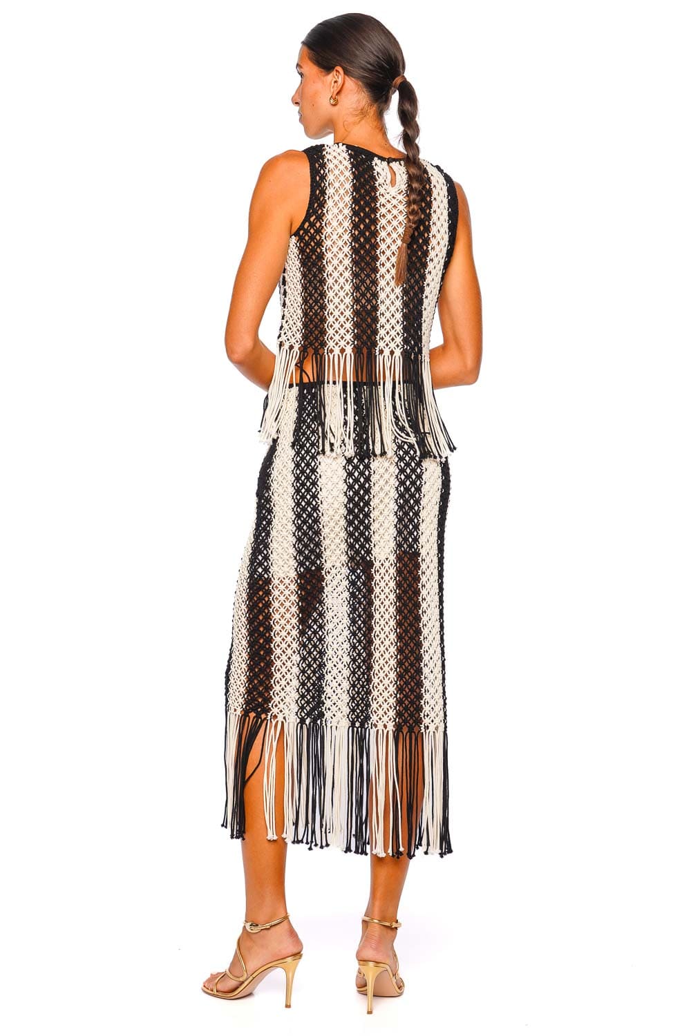 ZIMMERMANN Wanderlust Macrame Stripe Fringe Tank