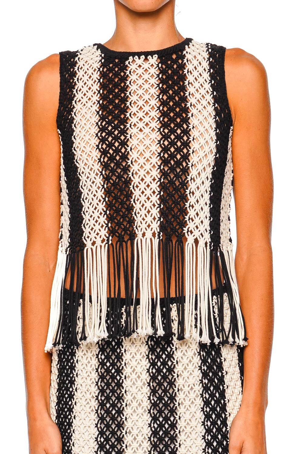 ZIMMERMANN Wanderlust Macrame Stripe Fringe Tank