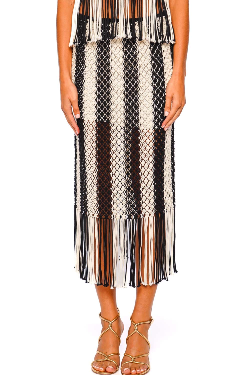 ZIMMERMANN Wanderlust Macrame Stripe Fringe Tank