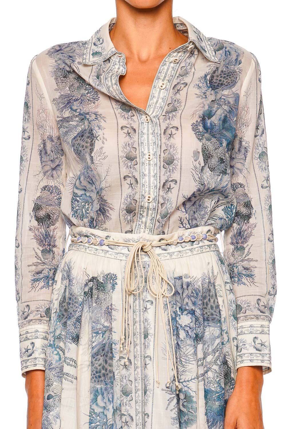 ZIMMERMANN Wanderlust Blue Toile A Line Maxi Skirt