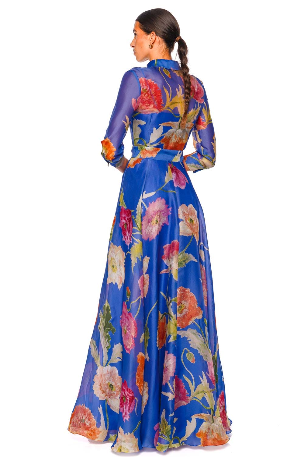 Carolina Herrera Bluebell Poppy Floral Belted Trench Gown