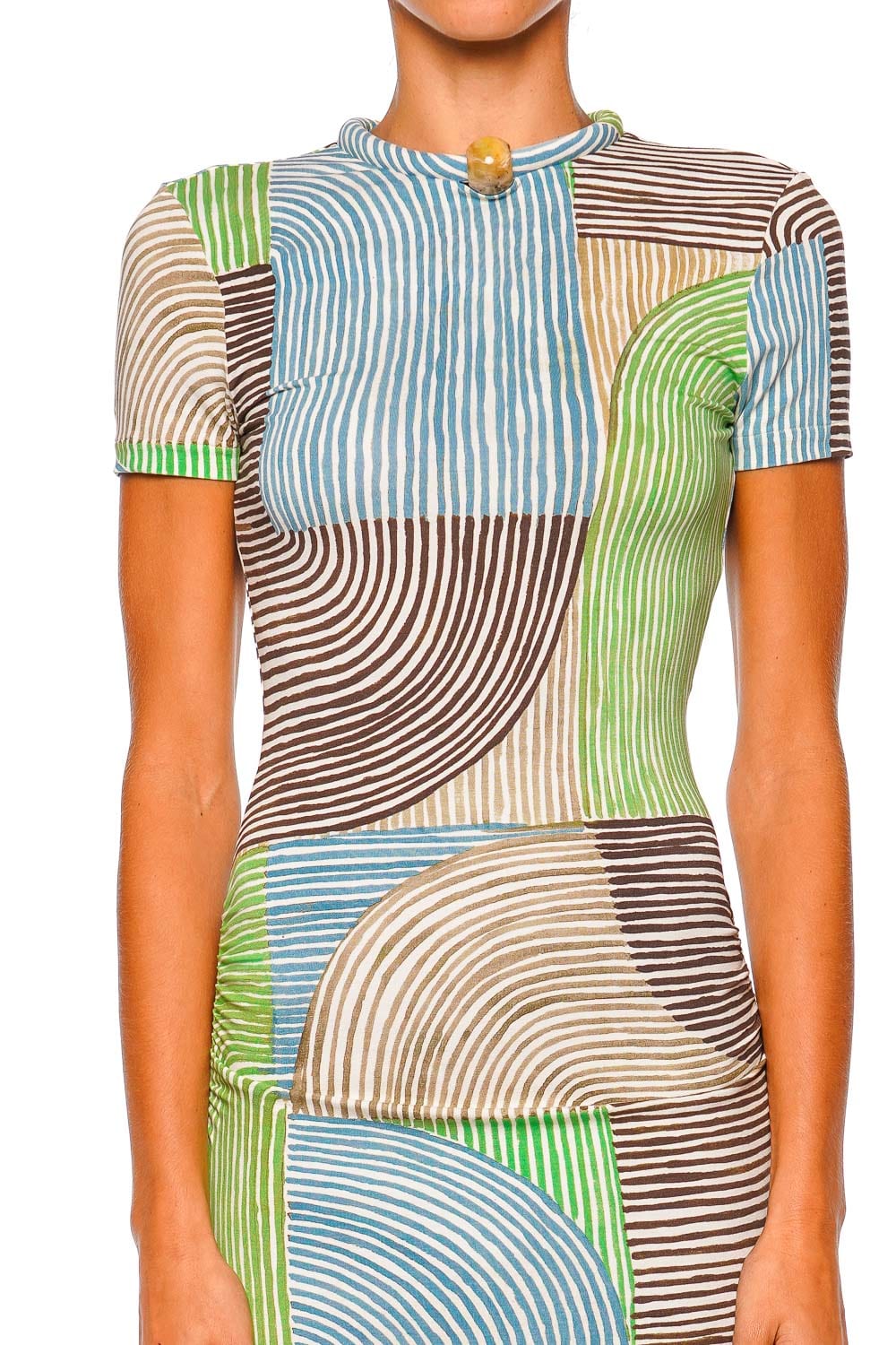 Silvia Tcherassi Yara Abstract Green Short Sleeve Maxi Dress