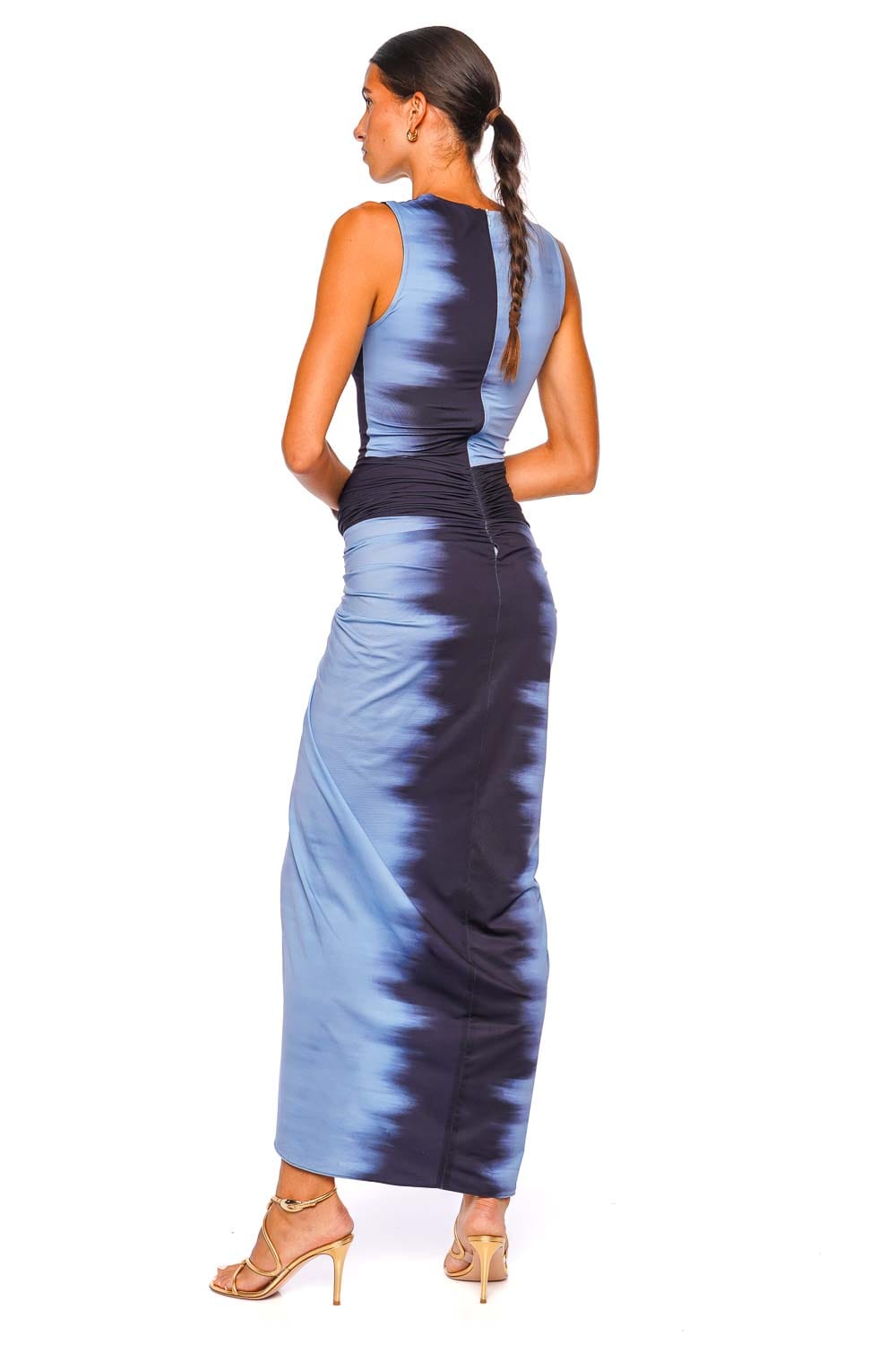 Silvia Tcherassi Leni Night Blue Gathered Jersey Midi Dress