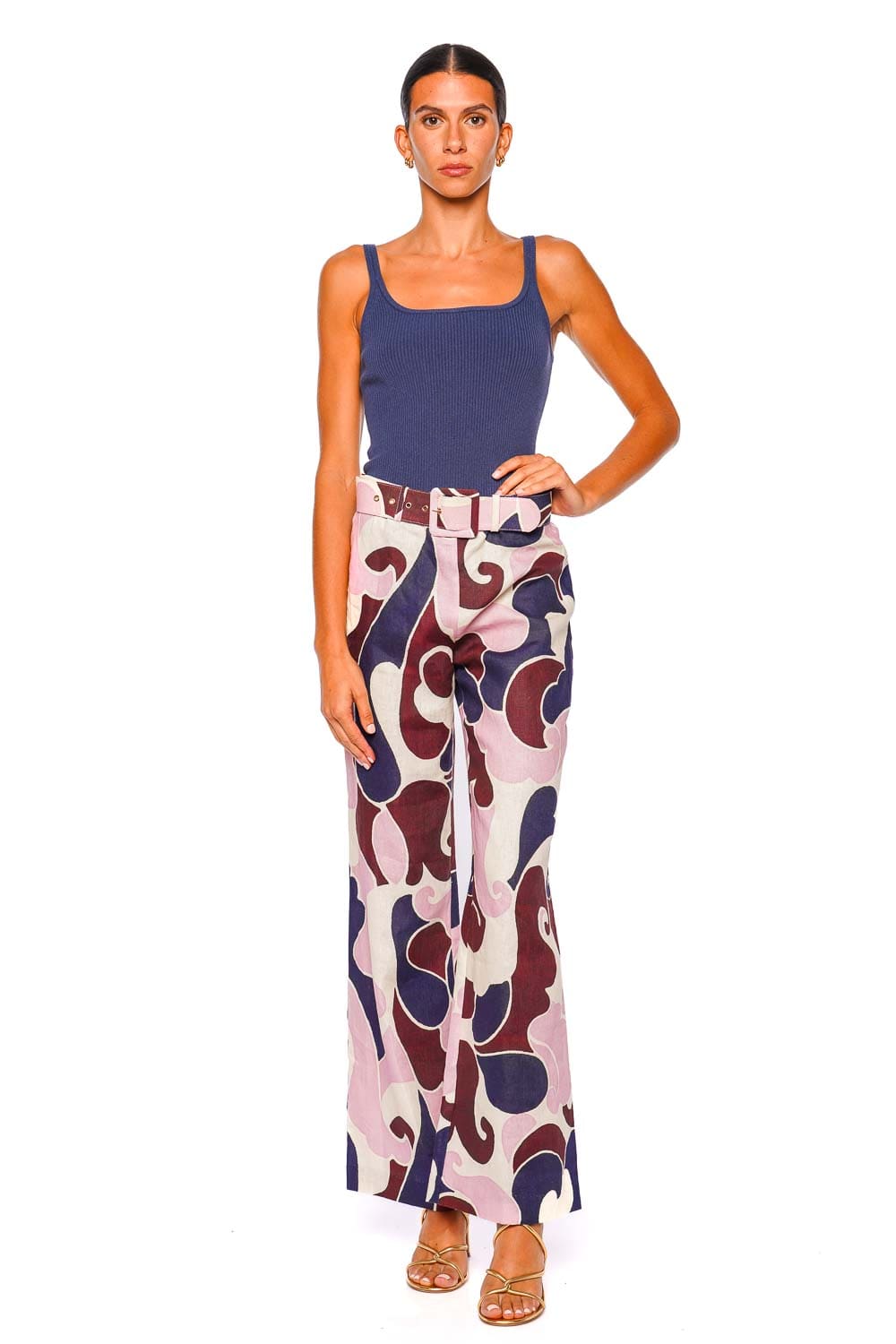 Cara Cara Mayflower Petal Wave Wide Leg Linen Pant
