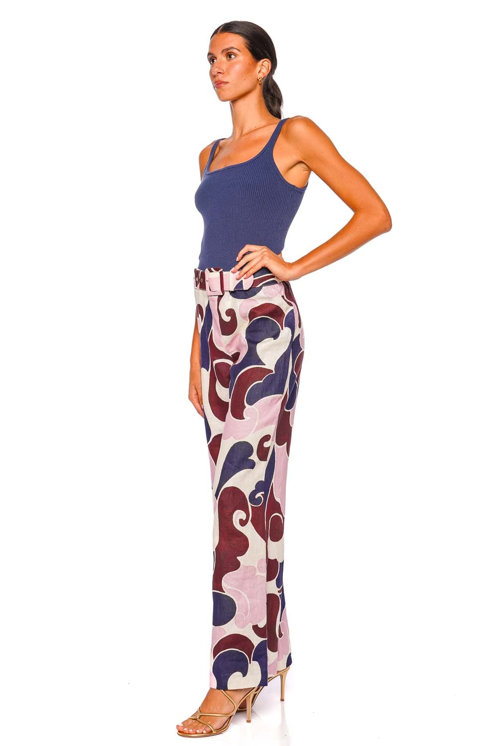 Cara Cara Mayflower Petal Wave Wide Leg Linen Pant