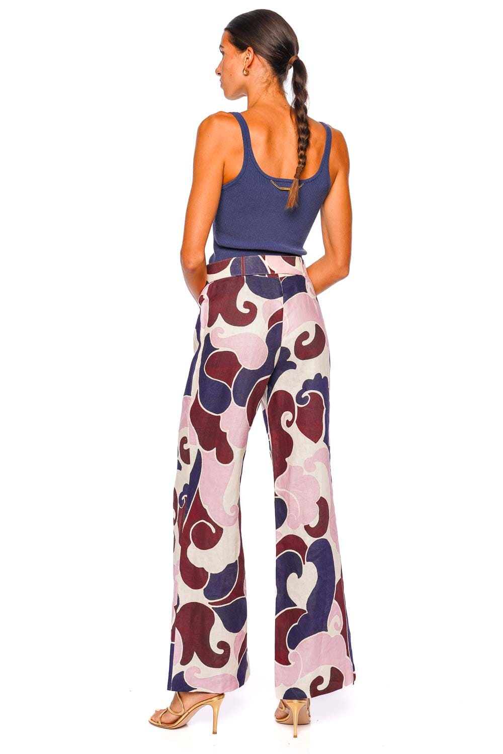 Cara Cara Mayflower Petal Wave Wide Leg Linen Pant