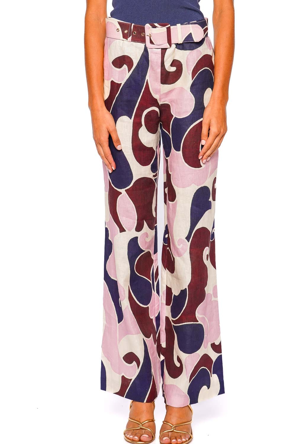 Cara Cara Mayflower Petal Wave Wide Leg Linen Pant