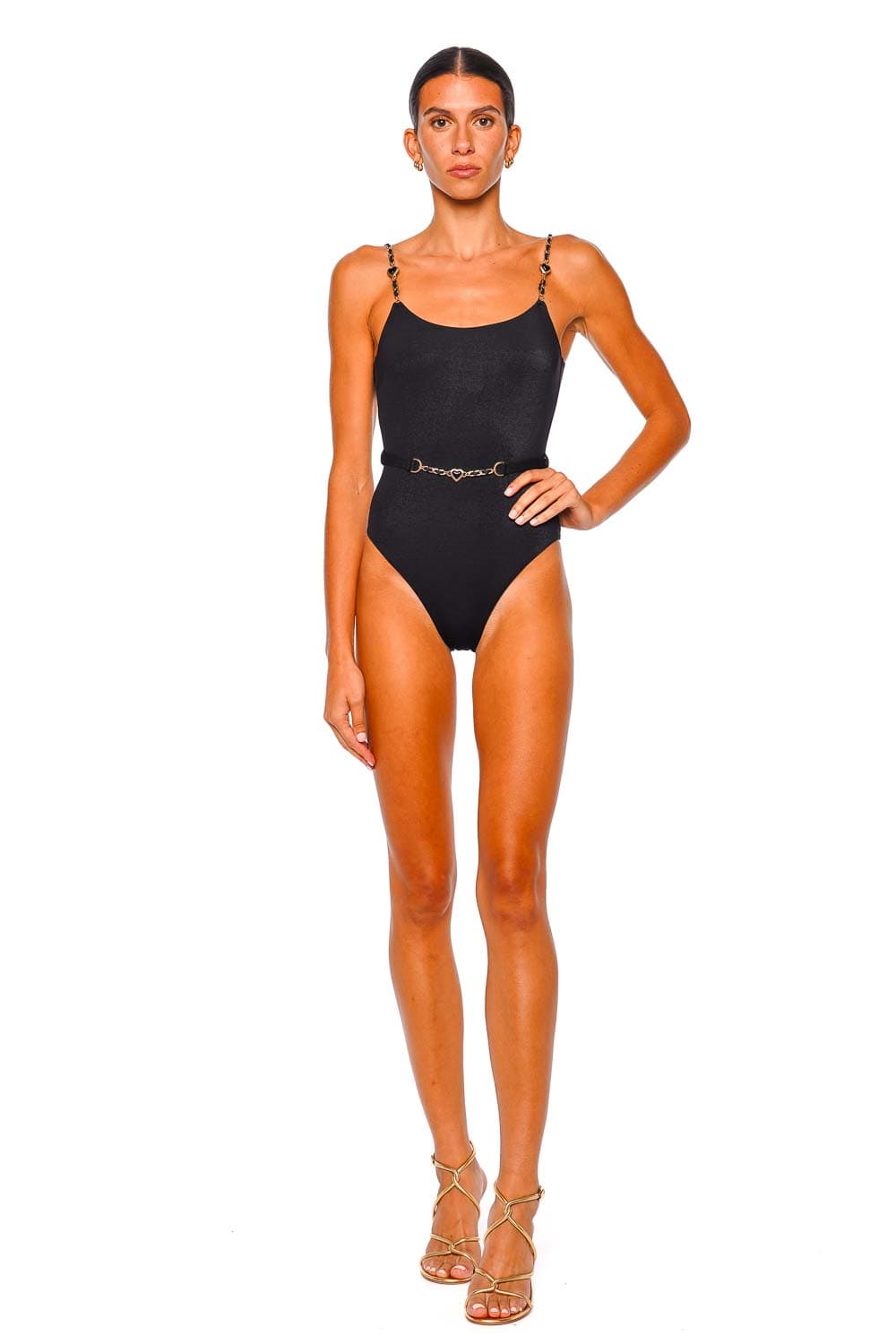 ZIMMERMANN Daylight Chain Black Scoop One-Piece Swimsuit