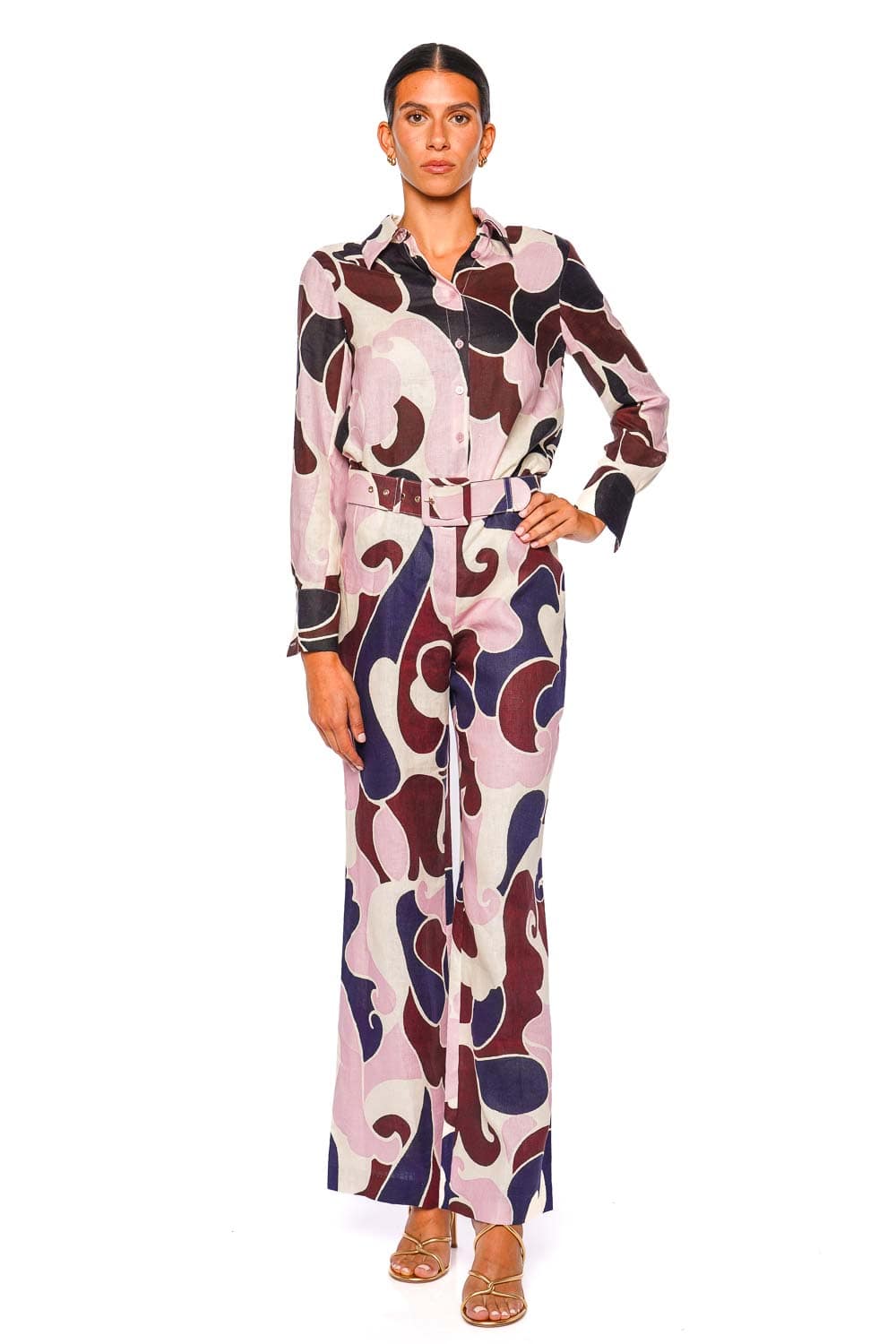 Cara Cara Mayflower Petal Wave Wide Leg Linen Pant