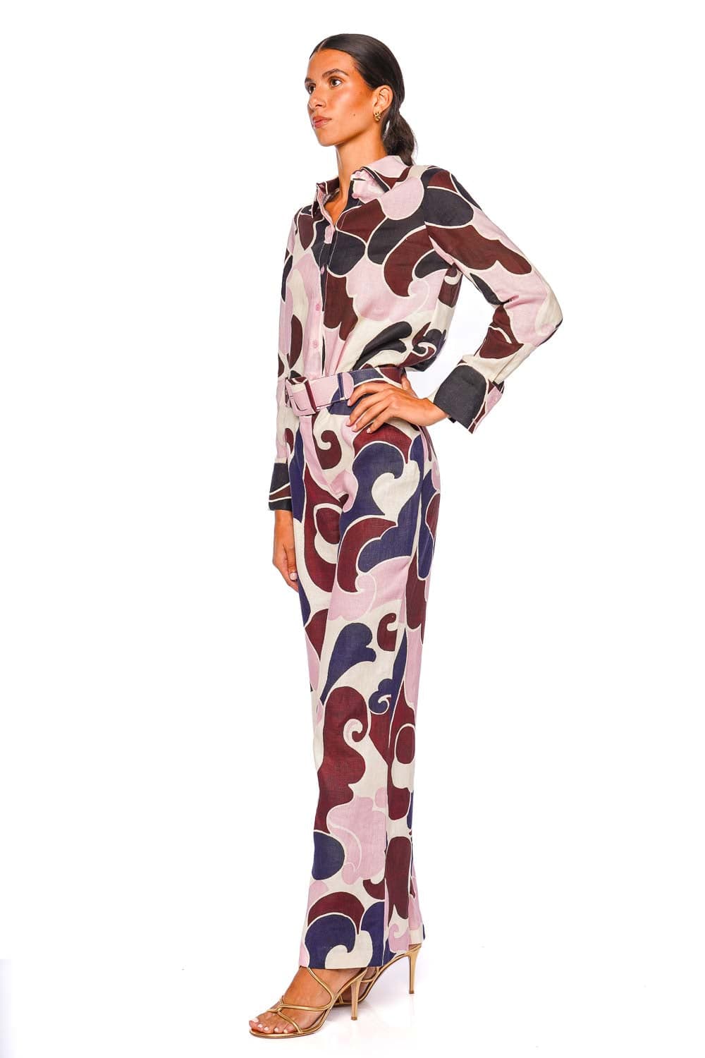 Cara Cara Mayflower Petal Wave Wide Leg Linen Pant