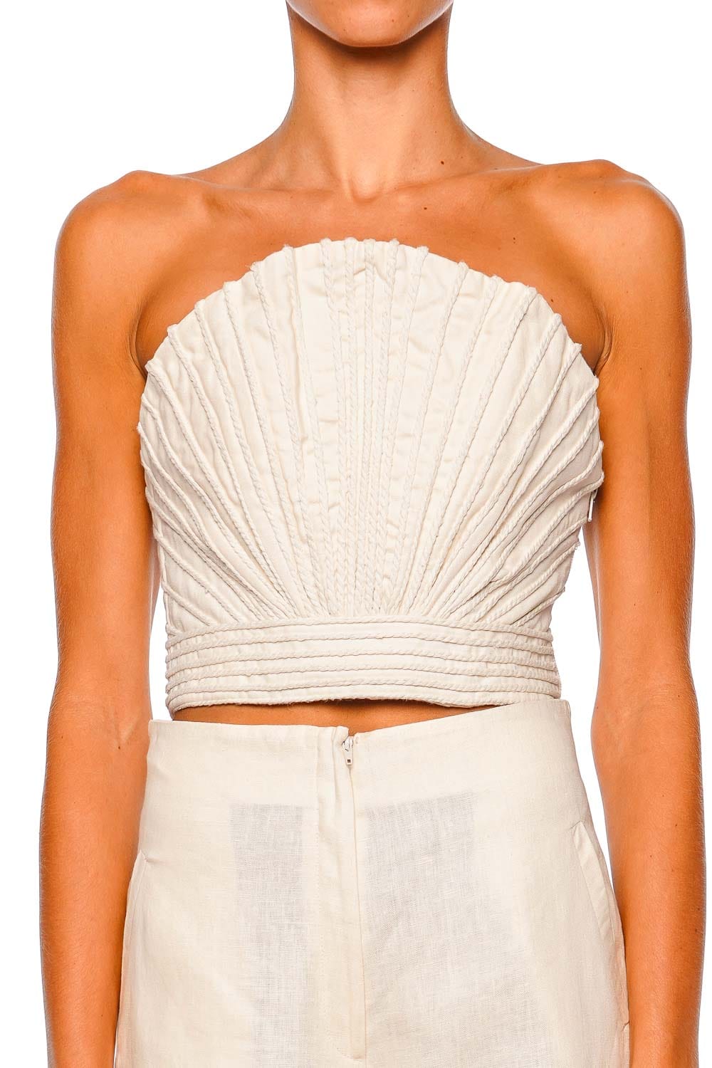 Andres Otalora Copa Cabana Ivory Strapless Cropped Top