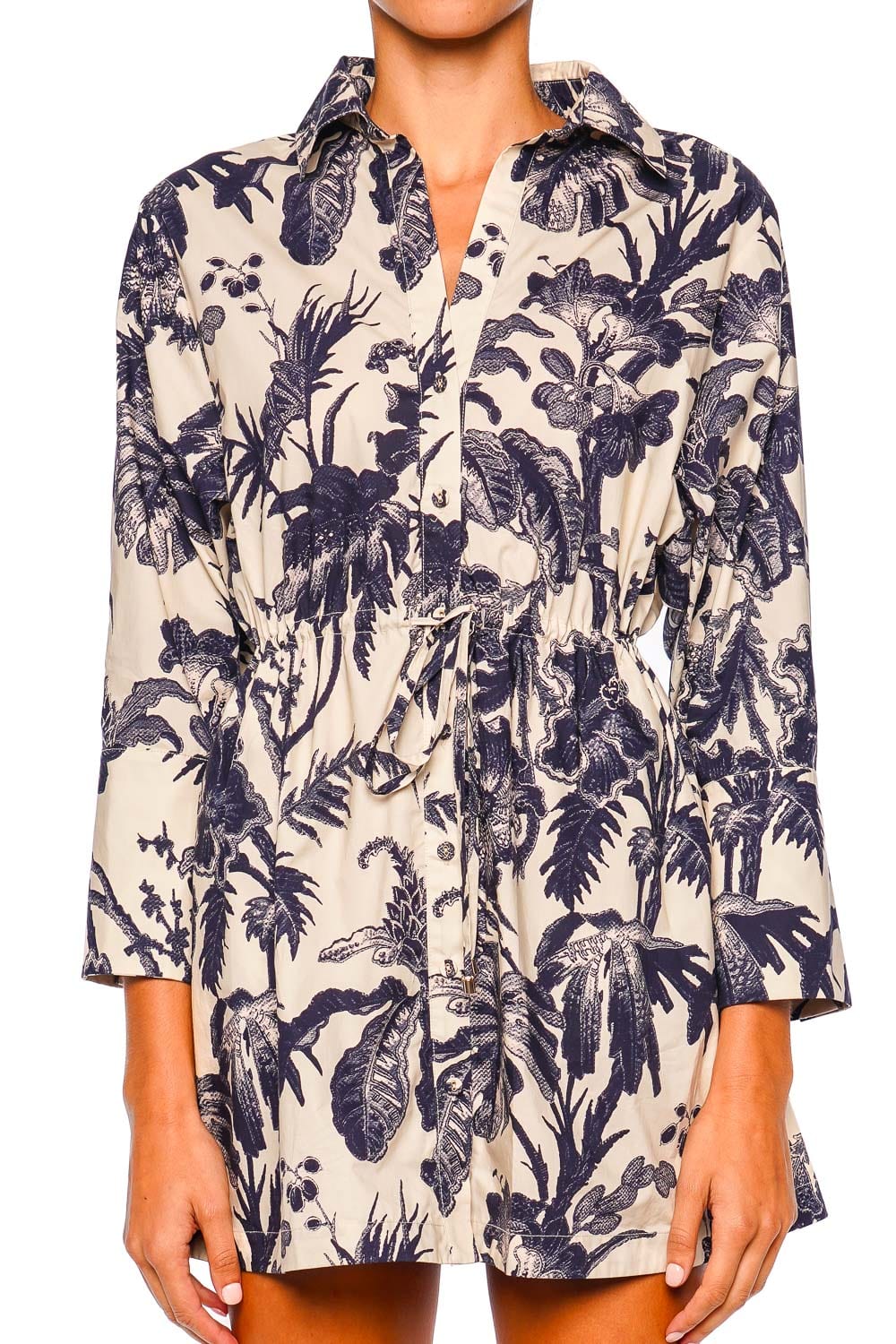 Cara Cara Henry Floral Cotton Drawstring Mini Dress
