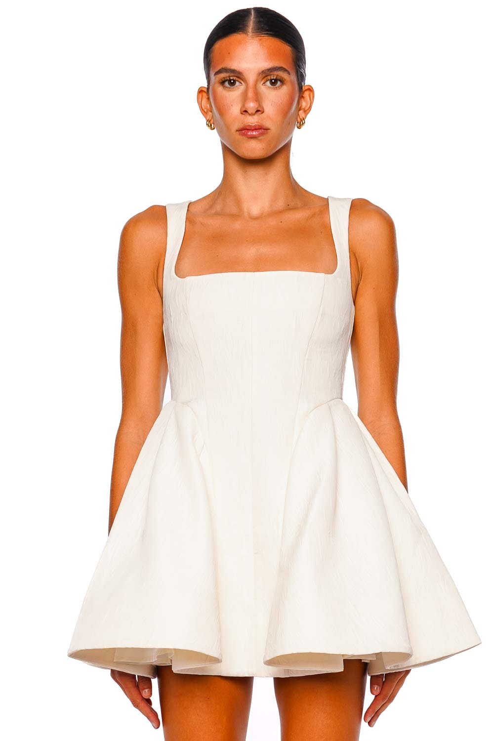 CLEA Darcy Vanilla Jacquard Flared Mini Dress
