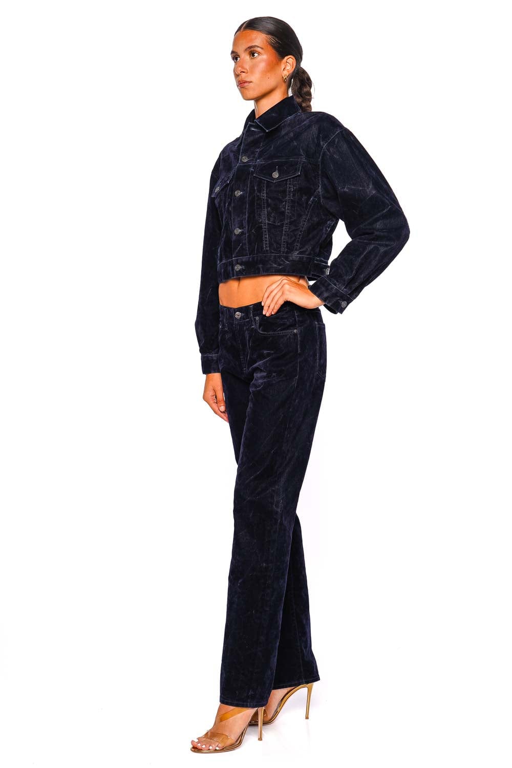 AGOLDE Blue Crush Velvet Low Rise Slim Jean