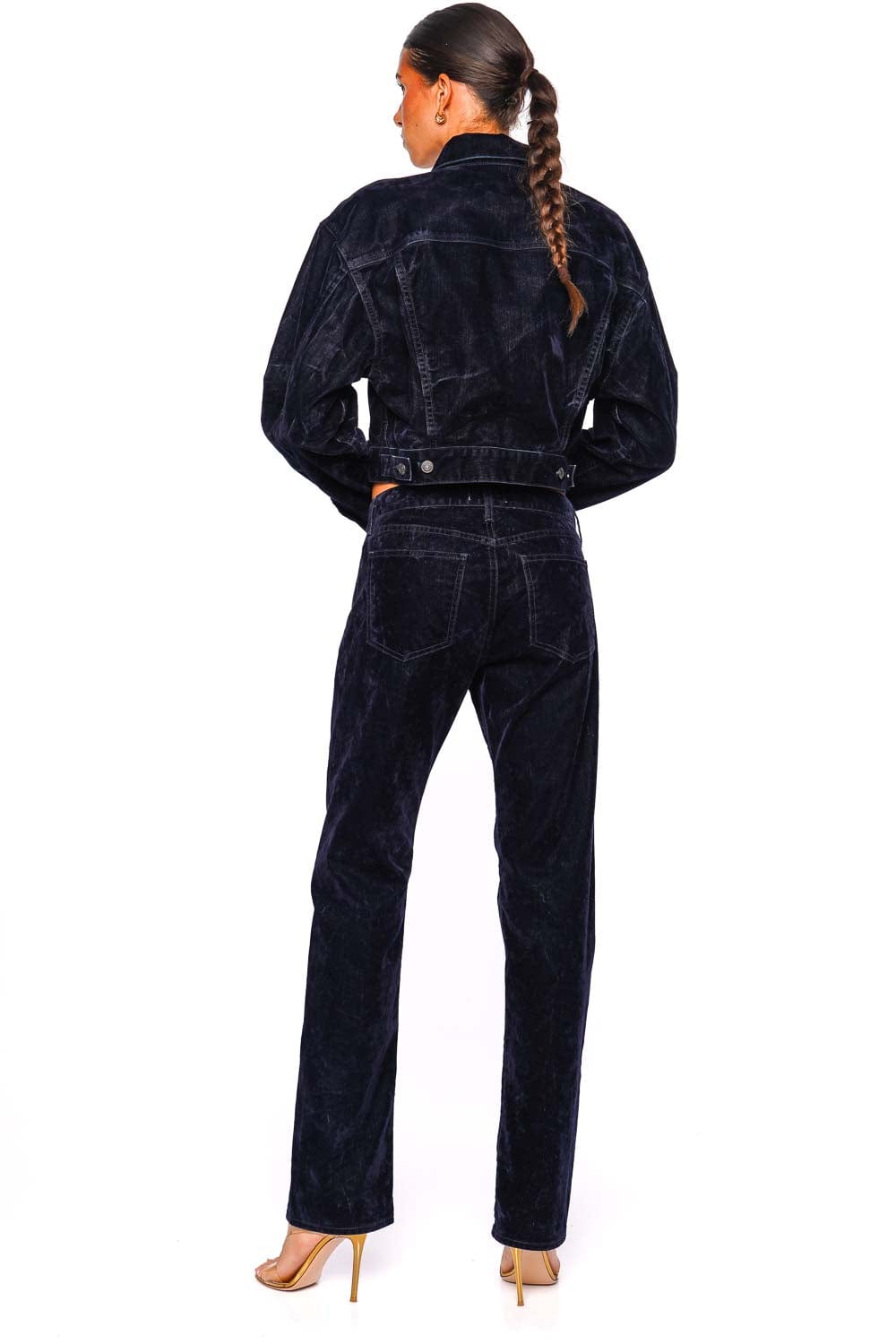 AGOLDE Radley Blue Crush Velvet Cropped Denim Jacket