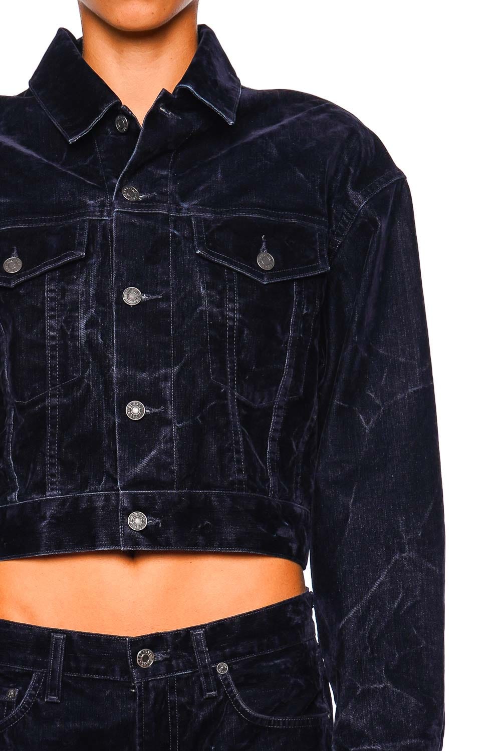 AGOLDE Radley Blue Crush Velvet Cropped Denim Jacket