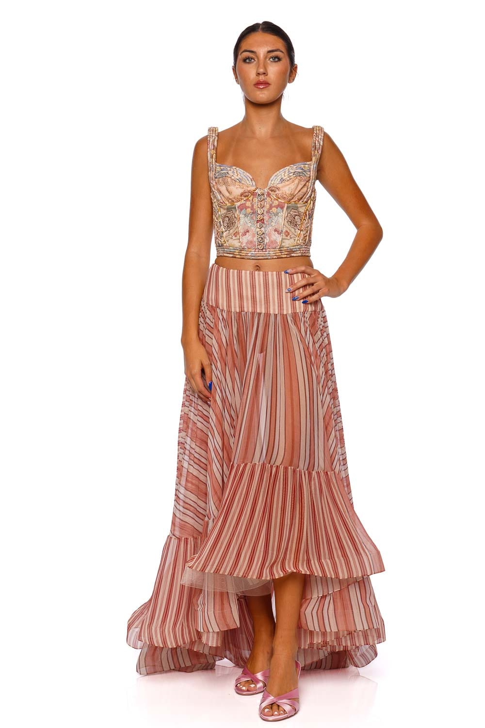 ZIMMERMANN Rebellion Striped Bohemian Midi Skirt