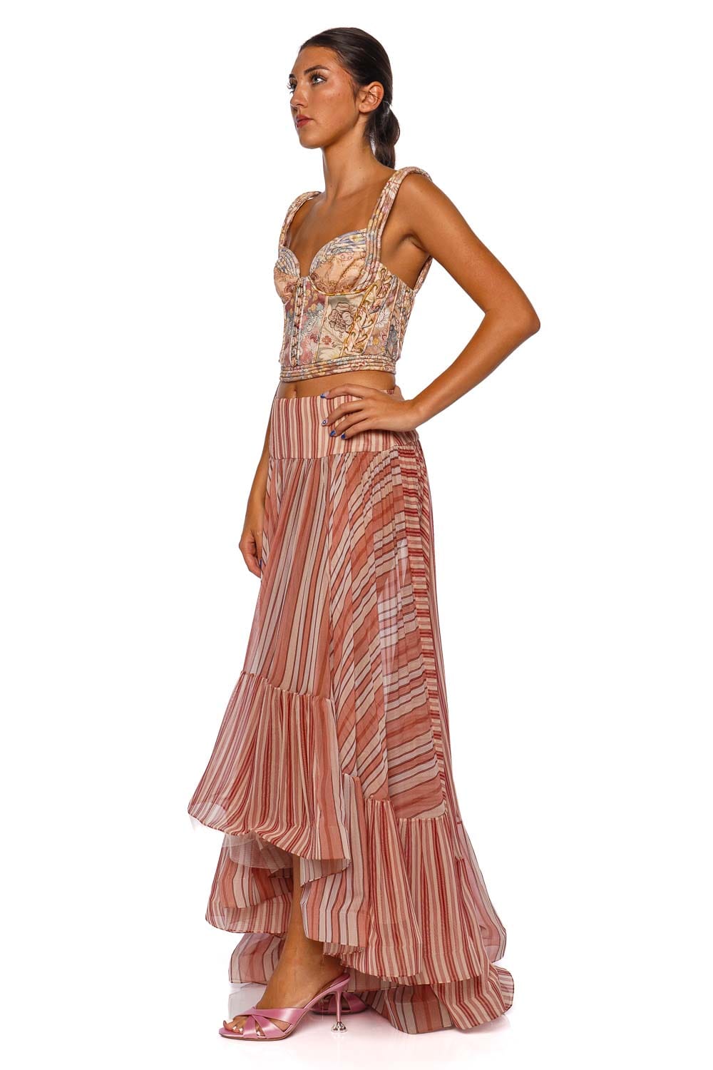 ZIMMERMANN Rebellion Striped Bohemian Midi Skirt