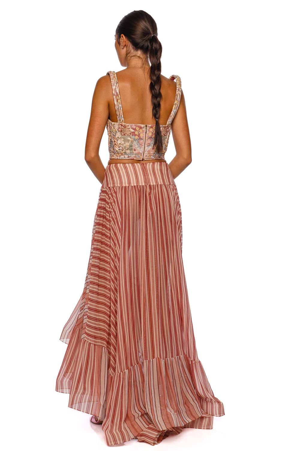 ZIMMERMANN Rebellion Striped Bohemian Midi Skirt