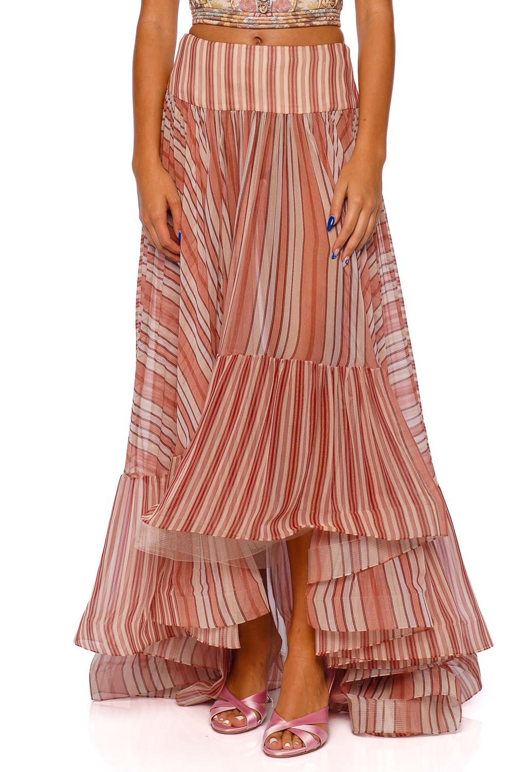 ZIMMERMANN Rebellion Striped Bohemian Midi Skirt