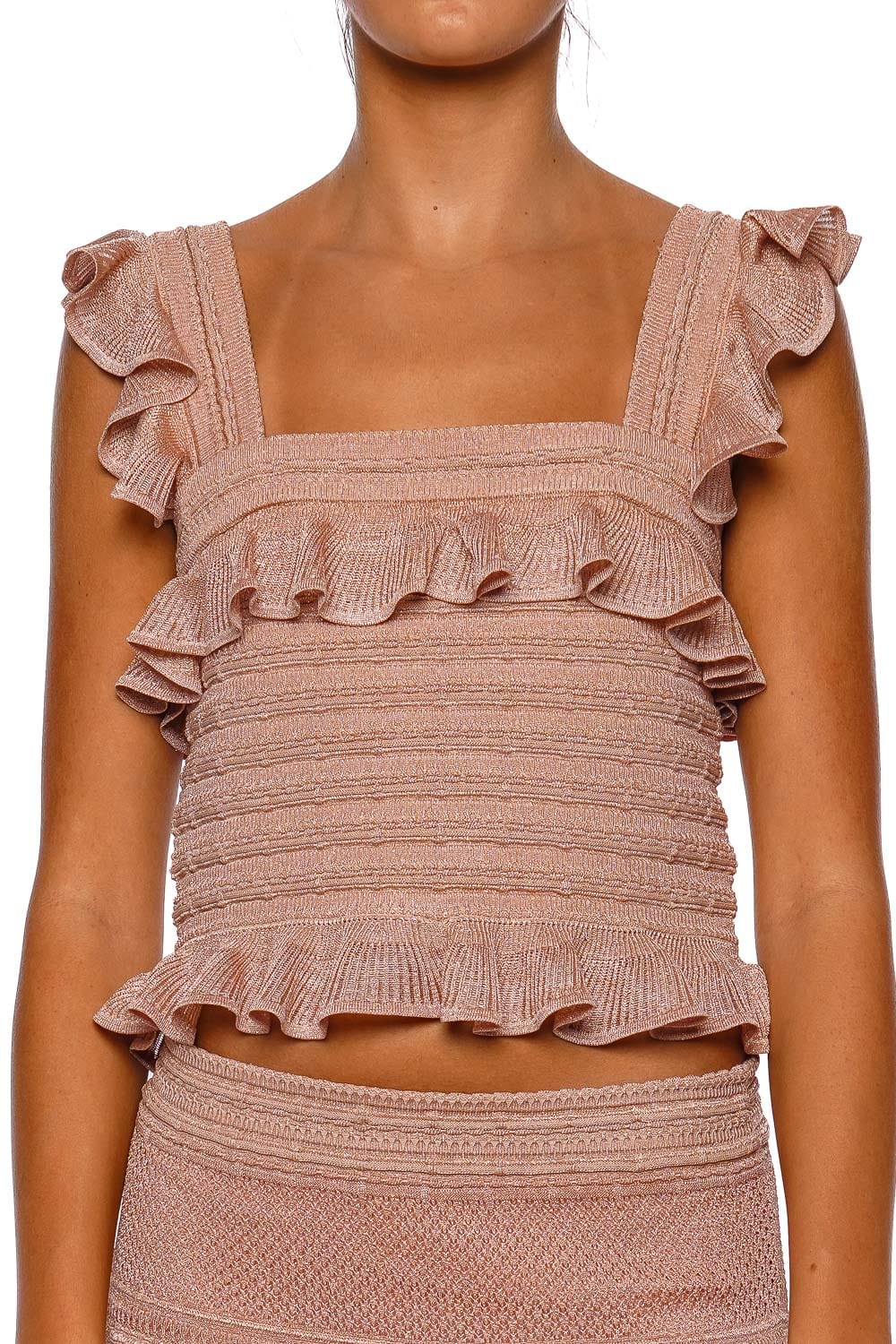 ZIMMERMANN Rebellion Frill Lace Knit Cami Top