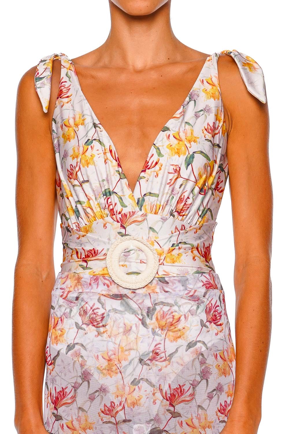 PatBO Honey Flower Plunge One Piece Swimsuit