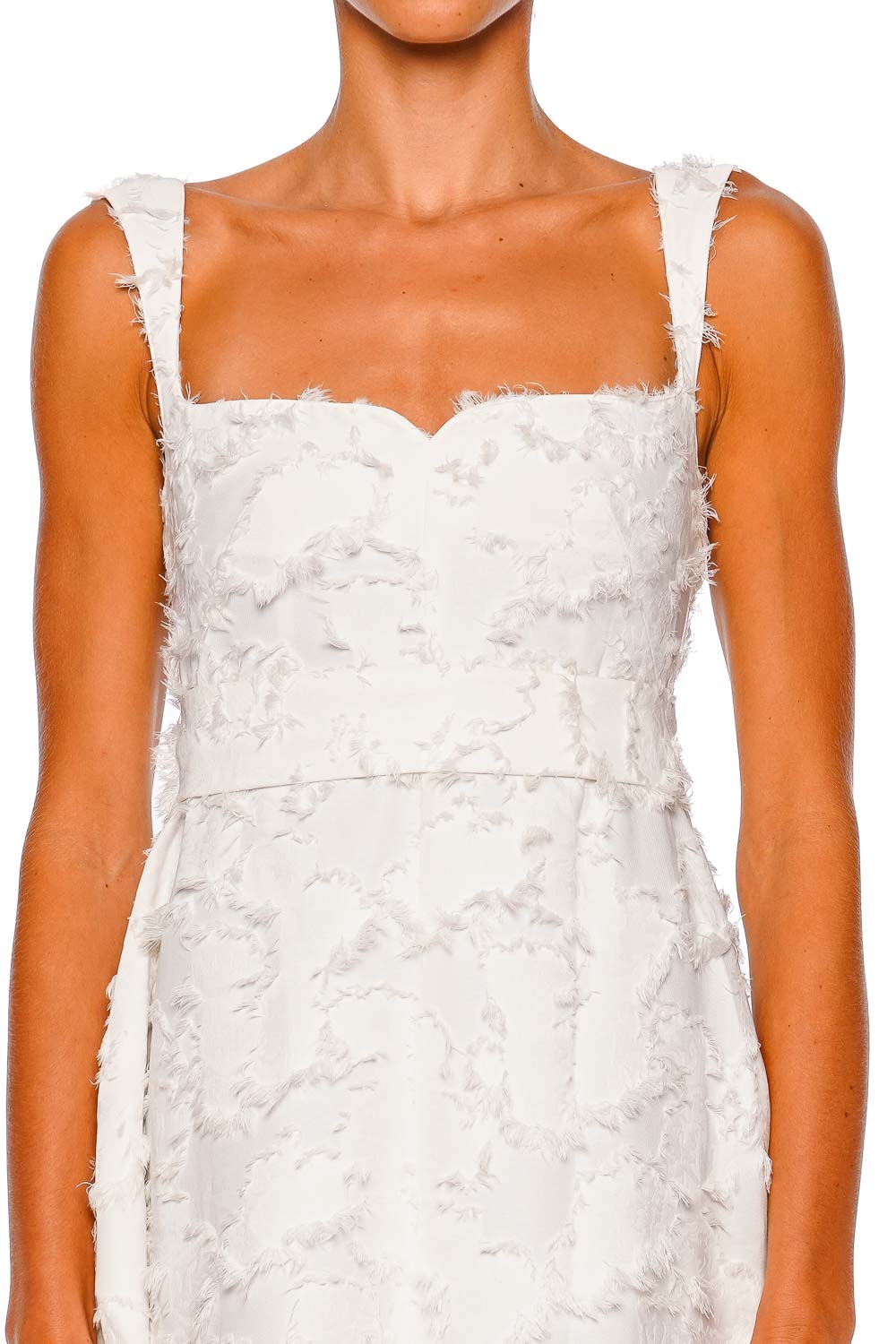CLEA Zinnia Feathered Jacquard Belted Midi Dress