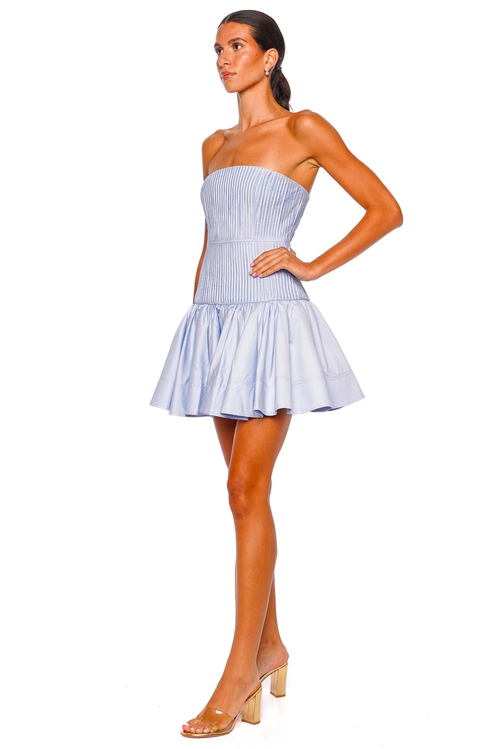 Aje. Vacation Pleated Strapless Mini Dress