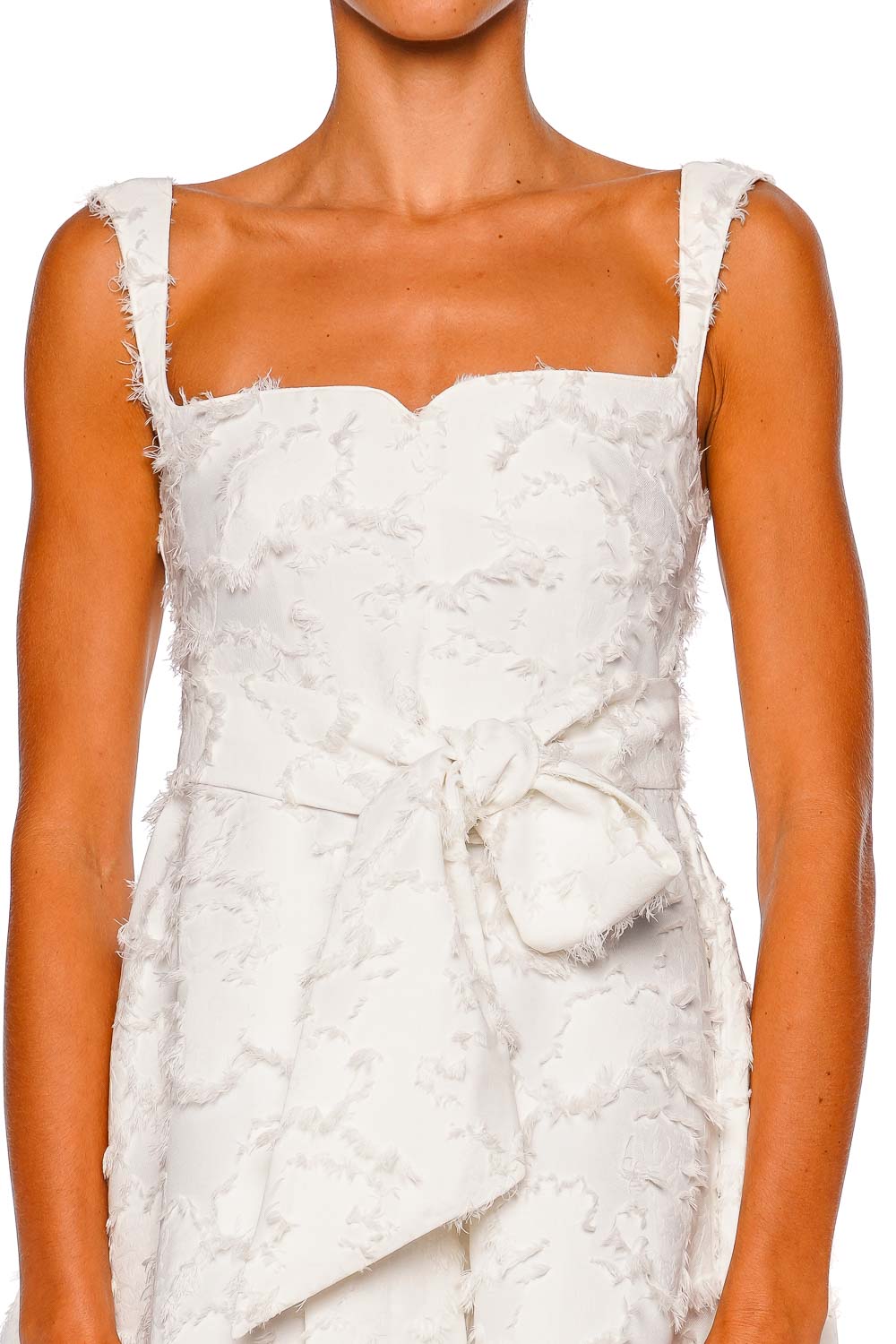 CLEA Rue Feathered Jacquard Belted Mini Dress