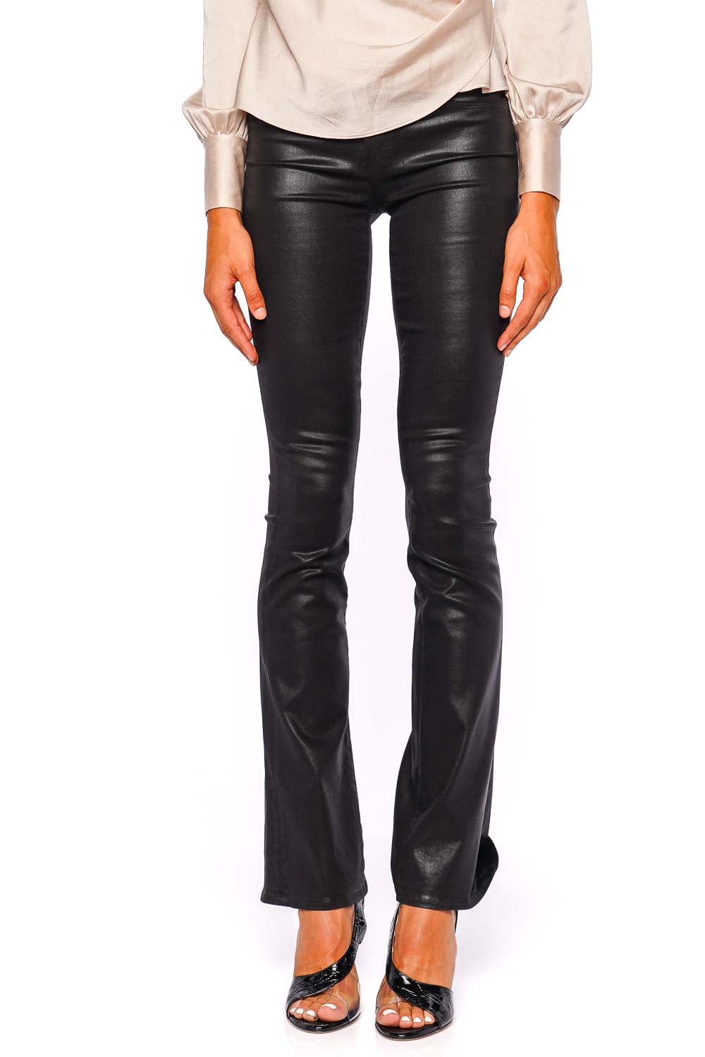 L'AGENCE Selma Baby Boot Noir Coated Denim Jean