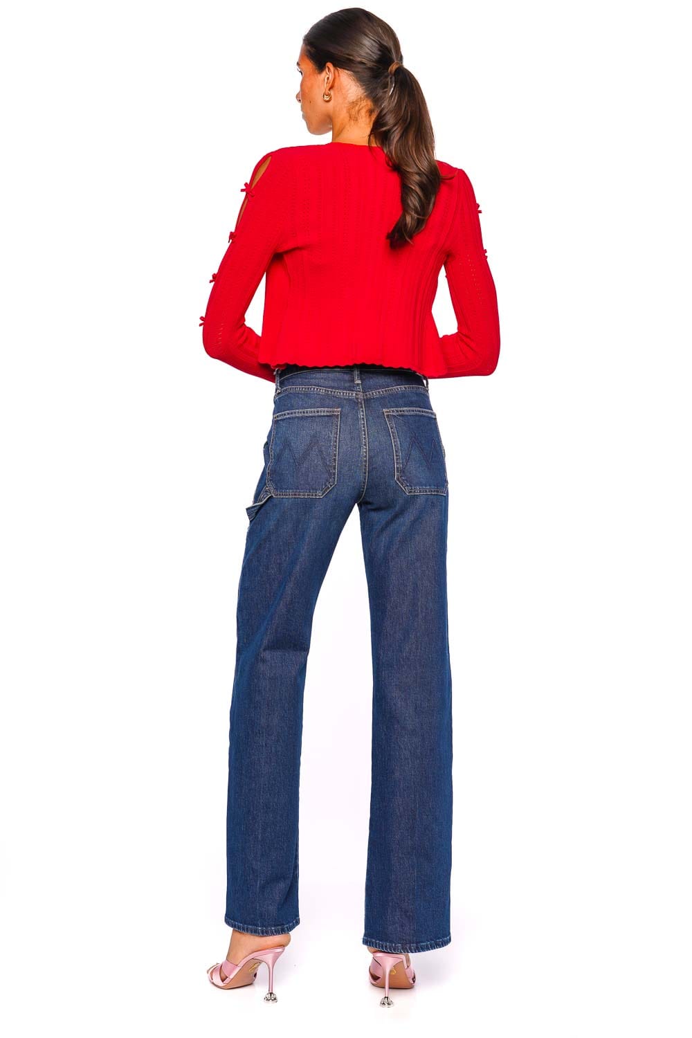 LoveShackFancy Zoriah Candy Apple Bow Long Sleeve Cardigan